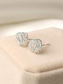 1对S925纯银线球耳环，女性化螺旋线耳环，清新优雅简约时尚耳环，礼品 - 球 - 查看 4