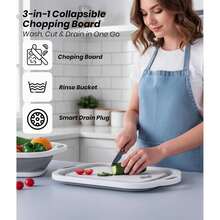 1 chậu rửa gấp gọn, giá phơi bát đa năng, thớt di động, rổ rửa có lỗ thoát nước có thể thu gọn, khay đựng rau củ quả dùng cho cắm trại, dã ngoại, nhà bếp - Nhiều màu - Xem 6