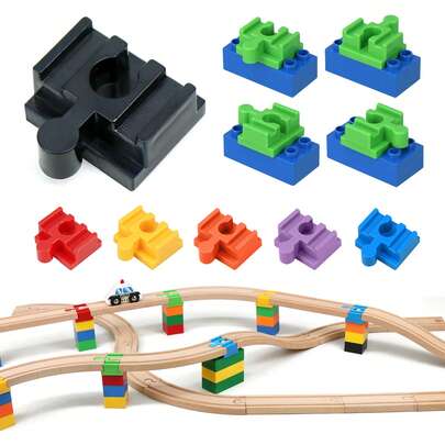 30 Pcs Train Track Connectors – Wooden Railway To Plastic Building Block Adapters – Compatible With Most Major Brands And Large Bricks