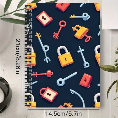 دفتر ملاحظات حلقي بقفل ومفتاح كرتوني، مناسب لتسجيل معلومات تسجيل الدخول إلى الإنترنت والكمبيوتر مثل المواقع الإلكترونية وأسماء المستخدمين وكلمات المرور، قابل للاستخدام في المنزل والمكتب، سعة كبيرة 70 صفحة، لحماية محتواك الخاص.