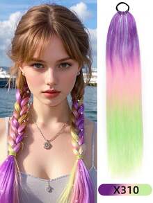 24Inch Synthetic Hair Ponytail Hair Extensions Hair Shiny Hair Ponytail Extension For Braiding Hair On Hair Tie Loose - Multicolor - View 24