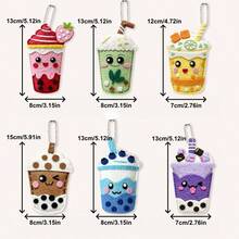 6pcs Cute Pearl Milk Tea Plush Craft Kit, DIY Sewing Set Gift For Children Aged 5-10 Years Old Beginners - DIY Milk Tea Cups (6 Designs) - View 9