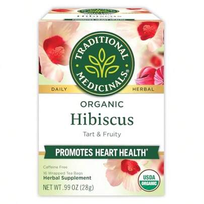 Traditional Medicinals Organic Hibiscus Tea - Supports Normal Heart Health Cardiovascular Wellness - Kosher Non-GMO Caffeine-Free Compostable - 16 Tea Bags
