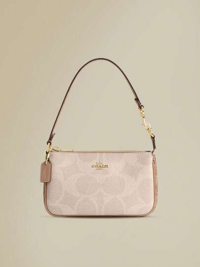  COACH Nolita 19 White Small Handbag, Metal Logo Zipper Closure, Synthetic Leather Material, Perfect Gift For Holidays, Classic Elegant And Versatile, Suitable For Daily Commute And Casual Occasions.