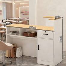 Mesa De Recepción Premium Simple Con 1 Cajón Y 1 Puerta - Blanco - Ver 3
