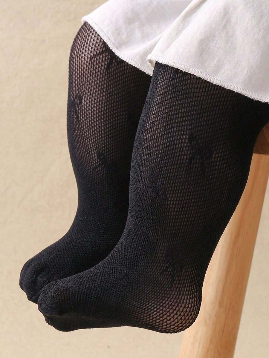 1 Par de Meias/Collants de Dança com Estampa de Laço Preto, Adequado para Bebês Meninas de 0-36 Meses, Pode Ser Combinado com Todos os Looks e Vestidos, Ideal para Traje de Festa de Aniversário, Feito de Tecido de Veludo Macio e Confortável - Multicolorido - Visão 1