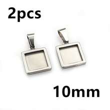 2 chiếc đế trống bằng thép không gỉ hình vuông, kích thước bên trong 10-25mm, dùng làm mặt dây chuyền cabochon, khay đựng phụ kiện làm trang sức DIY. - quảng trường - Xem 11