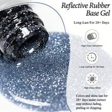 7毫升二合一反光闪粉橡胶底凝胶指甲油香槟粉色激光闪亮亮泽半永久可卸UV凝胶指甲油美甲用品美甲DIY，适用于美甲沙龙和家庭 - 淺藍色 - 查看 2