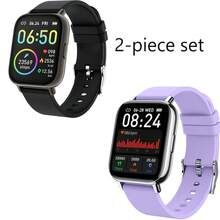 OYIB Sports Smartwatch, 1.69-Inch Touchscreen Display, Supports Message Reminders, With Sleep Monitoring, Exercise Step Counting Functions, Information Reminder Notifications, Compatible With IPhone And Android Phones, Unisex Smart Wristband Fitness Watch, Suitable As A Friend Gift Or Birthday Gift - Đen + Tím - Xem 1