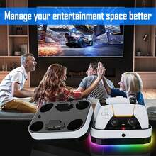 P5 Controller Charging Station Compatible With Dualsense Edge Controller, Fast Charging Cradle Stand With Cable, Dual-Controller Charging Station For 5 And DualSense Edge Controller, With 9-Color RGB Lights - Black and White - View 10