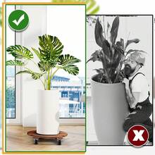 4 Pack  Wooden Plant Stand With Lockable Wheels, 220 Lbs Heavy Duty Rolling Dolly For Large Pots, Square Carbonized Wood Planter Caddy With 360 °   Casters, Moveable Flower Pot Base For Indoor Outdoor Use, Natural Pine - 4 Pack - View 4