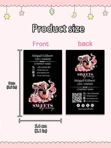 Thiết kế danh thiếp tiệm bánh hiện đại theo yêu cầu (200/500/1000 chiếc), mẫu danh thiếp cao cấp cá nhân hóa hình ảnh và văn bản, danh thiếp thương hiệu tiệm bánh, danh thiếp tự thiết kế logo bánh và mã QR, dành cho thợ làm bánh/nhà thiết kế bánh/chủ doanh nghiệp nhỏ. - Nhiều màu - Xem 9