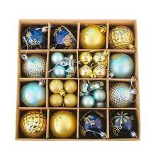 Set de bolas  Esferas Navideñas de Plástico Tipo Espejo descoraciones de arbol hazlo - Azul-Dorado - Ver 2