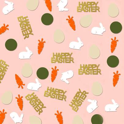 100pcs Easter Party Colorful Paper Confetti - Rabbit, Egg, Chick Shaped Tabletop Scatters, Easter Egg Hunt Party Decorations