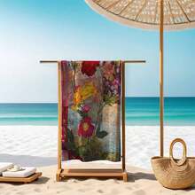 1pc Vintage Floral Beach Towel, Super Absorbent Quick Dry Swimming Towel, Lightweight Soft Beach Blanket, Suitable For Beach, Swimming, Outdoor Camping Travel, Ideal Beach Essential Bath Sheets - A - View 10