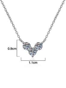 1pc 925 Sterling Silver 0.9ct 4.0mm*3 Moissanite Necklace, Suitable For Women's Daily Wear, Wedding Jewelry, Valentine's Day Gift - Silver - View 3