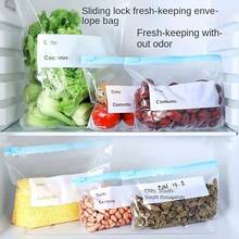 10/20 Peças Sacos Reutilizáveis para Armazenamento de Alimentos - Sem BPA, Bolsa à Prova de Vazamentos, Bolsa de Alimentos Reutilizável Multiuso com Zíper - Projetada para Manter os Alimentos Frescos e Organizados na Cozinha - Etiqueta e Economiza Espaço a Qualquer Momento - Perfeito para Congelar e Reutilizar Sacos de Frutas e Vegetais Resistentes Bolsas de Geladeira para Uso no Fogão, Azul, para Armazenamento de Longo Prazo e Organização de Alimentos, com Selo de Zíper de PE Transparente, Armazenamento de Lanches de Classificação de Cozinha. - Multicolorido - Visão 7