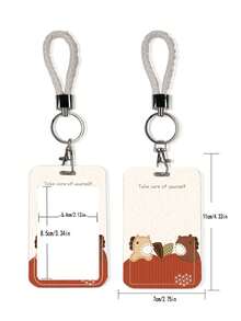 1 pieza Clip de tarjeta de dibujos animados con diseño de caballo lindo de ABS, personalizado, colgante de llavero, clip de tarjeta de muñequera para estudiantes, clip de tarjeta de muñequera para damas, estuche de protección de tarjeta de identificación, estuche de protección de tarjeta de campus para estudiantes - Rectángulo - Ver 11