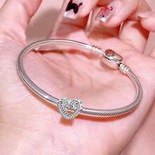 S925 Silver Plated Hollow Heart Pendant, Couples/Best Friends Matching, Romantic Daily Wear, Replaceable Charm, Suitable For Valentine's Day, Anniversary, Birthday, Versatile Gift - Mixed Colors - View 3