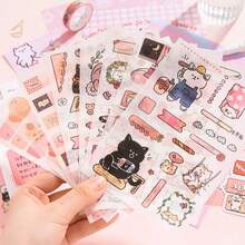 Cat Letter Stationery Set, Grid Notebook, Birthday Gift, Cute Cat Stickers, Notepad Gift Box - 1 Set - View 5