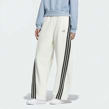 Adidas Knit Elastic Mid-Rise Striped Casual Pants For Women - White Black - View 1