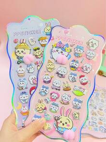 3D立体透明贴纸，融合了可爱的日系设计、梦幻甜美的少女风格和简约美学，呈现出丰富多样的艺术性和实用性图案元素。可重复使用的高粘性背胶，方便无痕粘贴。 - 彩色 - 查看 4