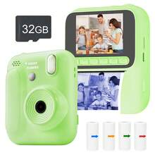 8X Magnification Instant Print Camera - 1080P HD Selfie Video & Built-In Flash, Portable Mini Photo Printer With 4-Color Print Paper Roll, 1300mAh Rechargeable Battery, Creative Fun Gift For Holidays, Christmas, Halloween, Birthday Parties, Back To School - Green - View 12