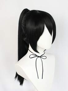 Black Long Straight Ponytail Wig, Natural Close-Fitting Hair Style, Versatile For Daily Commute,Cosplay & Party Looks - Black - View 5