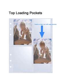 25pcs/Pack 100pcs 6-Ring Binder Pockets, 2.5x3.5 Inch Photo Card Sleeves, Double-Sided 4-Pocket Page Protectors, Ultra-Clear Trading Card Holder Set - Transparent - View 3