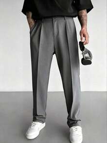 Men's Old Money Men Casual Business Suit Trousers - Grey - View 2