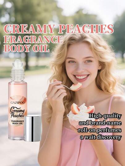 1瓶10毫升滚珠香水油，男女皆宜，散发着桃子、柠檬和香草的芬芳。适合日常使用和约会，是送给他的完美礼物。