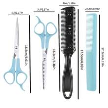 6pcs/Hair Styling Set - Home Hair Cutting Kit, Professional Hairdressing Tools, Straight Scissors + Thinning Scissors + Hair Cutting Comb + Styling Comb + Sectioning Clips, Cut Bangs And Trim Ends At Home, Easy For Beginners To Use - Multicolor - View 7