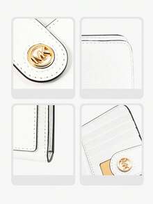 Michael Kors CHARM 女士钱包，RFID 防盗刷真皮小巧对折卡包，女士小钱包 - 白色 - 查看 3