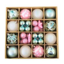 Set de bolas  Esferas Navideñas de Plástico Tipo Espejo descoraciones de arbol hazlo - Blanco-azul-rosa - Ver 4