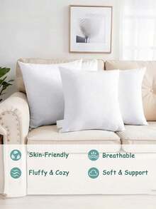2/4/6pcs Soft Classic Style Lightweight Machine Washable Luxury Pillowcase Set (Pillow Insert Not Included), Solid Color Smooth Contemporary Hidden Zipper Closure Premium Cushion Cover Suitable For Sofa, Living Room, Bedroom Decor, Christmas Gift, 3 Sizes - White - View 10