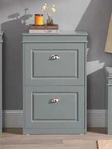 SoBuy Narrow Shoe Cabinet With 2 Flaps, Narrow Shoe Tipper, Adjustable Shoe Rack For Hallway & Entrance Area - Hallway Cabinet With Anti-Tip Device FSR78 - Grey - View 2