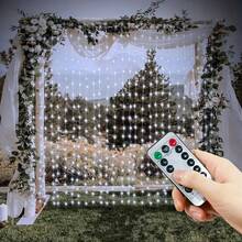 1pc USB Powered Curtain Lights, 8 Lighting Modes LED String Lights Suitable For Wedding Birthday Party House Window Camping Gazebo Decor Holiday Fairy Lights (Remote Control Batteries Not Included) - USB Plug - View 3