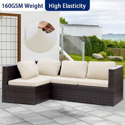1pc High-Density Solid Color Milk Silk Outdoor Sofa Seat Cushion Cover, High Elasticity Removable Semi-Enclosed Sofa Cushion Cover, Suitable For Patio, Terrace, Garden Sofa