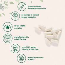 Complejo de NMN de 1000 mg sin relleno - Precursor de suplemento NAD+ 10 en 1 - 1 botella - Ver 3