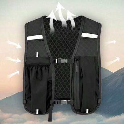 Unisex Running Vest With Lightweight Stable Bladder Phone Pouch, Breathable Running Vest With Multiple Pockets, Suitable For Trail Running, Marathon, Racing, Jogging, Cycling