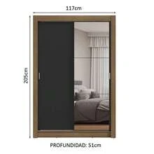 Ropero Closet Madesa Milano 2 Puertas 1 Espejo Color Marrón y Negro - Marrón y Negro - Ver 3