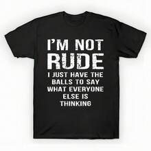 No soy grosero, tengo las agallas para decirlo Camiseta Impresa Sobredimensionada Unisex, Camiseta Gráfica Casual Negra Sólida, Top Esencial de Verano para Capas, S-3XL - Negro - Ver 6