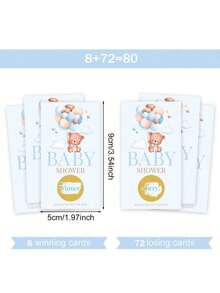 40/80 piezas Tarjetas de rascar para baby shower, juego de lotería divertido para fiesta de revelación de género, tarjetas con patrón de globo de oso de peluche, accesorios interactivos para celebración del recién nacido - Multicolor - Ver 10
