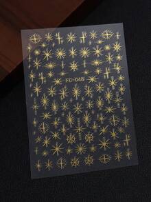 Hình dán móng tay nghệ thuật ngôi sao vàng Y2K, hình ngôi sao 3D lấp lánh, decal tự dính, màu vàng laser, thiết kế ngôi sao lấp lánh, phụ kiện làm móng DIY. - Nhiều màu - Xem 5