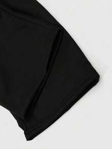 1 pieza Pantalón de chándal de pierna ancha, de corte holgado y casual para el verano, con gráfico delantero y trasero, estilo urbano - Negro - Ver 6