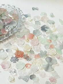 Resin Mixed Rose Butterfly Love Moon Shape, DIY Cream Gel Phone Case Material Package Accessories Resin Accessories Wholesale, This Product Can Be Used For Various DIY Handmade Scenes Such As Phone Cases, Hair Clips, Photo Frames, Etc. It Is Used For DIY Handmade Design Decoration Accessories Such As Headwear, Clothing, Evening Dresses, Shoes And Hats, Weddings, Christmas, Handicrafts, Etc. - Multicolor - View 3