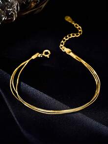 1 Peça Pulseira Delicada de 3 Camadas em Prata 925, Projetada para Meninas e Meninos, Hipoalergênica, Adequada como Presente de Aniversário para Adolescentes de 14+ Anos - Três andares - Visão 14