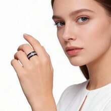 优雅的8毫米女士钨金戒指，搭配月光石——现代结婚戒指、订婚礼物、母亲节/情人节礼物、休闲装扮、简约结婚戒指、浪漫礼物、精致风格、优雅外观、圣诞礼物 - 月光石 - 查看 6