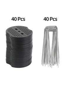 (The Number Of Gasket Holes Is Random) 40 Pcs Ground Nails/40 Pcs Washers/30 Pcs Ground Nails+Washers Set/40 Pcs Ground Nails+Washers Set/50 Pcs Ground Nails+Washers Set, Garden Pegs U-Shaped Ground Pegs Stakes Heavy Duty Metal Pins Spikes Ground Staple With Buffer Washers For Outdoor Tents And Canopies, Gardening Fabrics, Landscape Cloths, Barriers, Easy-Install Garden Anchors For Outdoor Landscaping - Multicolor - View 16