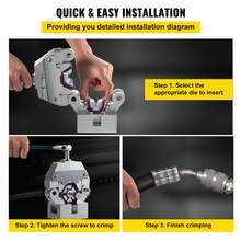 Manually Operated AC Hose Crimper Hydra-Krimp 71550 Manual AC Hose Crimper Kit Air Conditioning Repair Handheld AC Hose Crimping Tool With 4 Dies - 銀色 - 查看 5